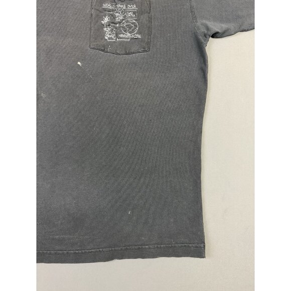 Vintage 90s Animaniac Pinky And The Brain Pocket Shirt 2XL Black TV Cartoon Show - Picture 8 of 16